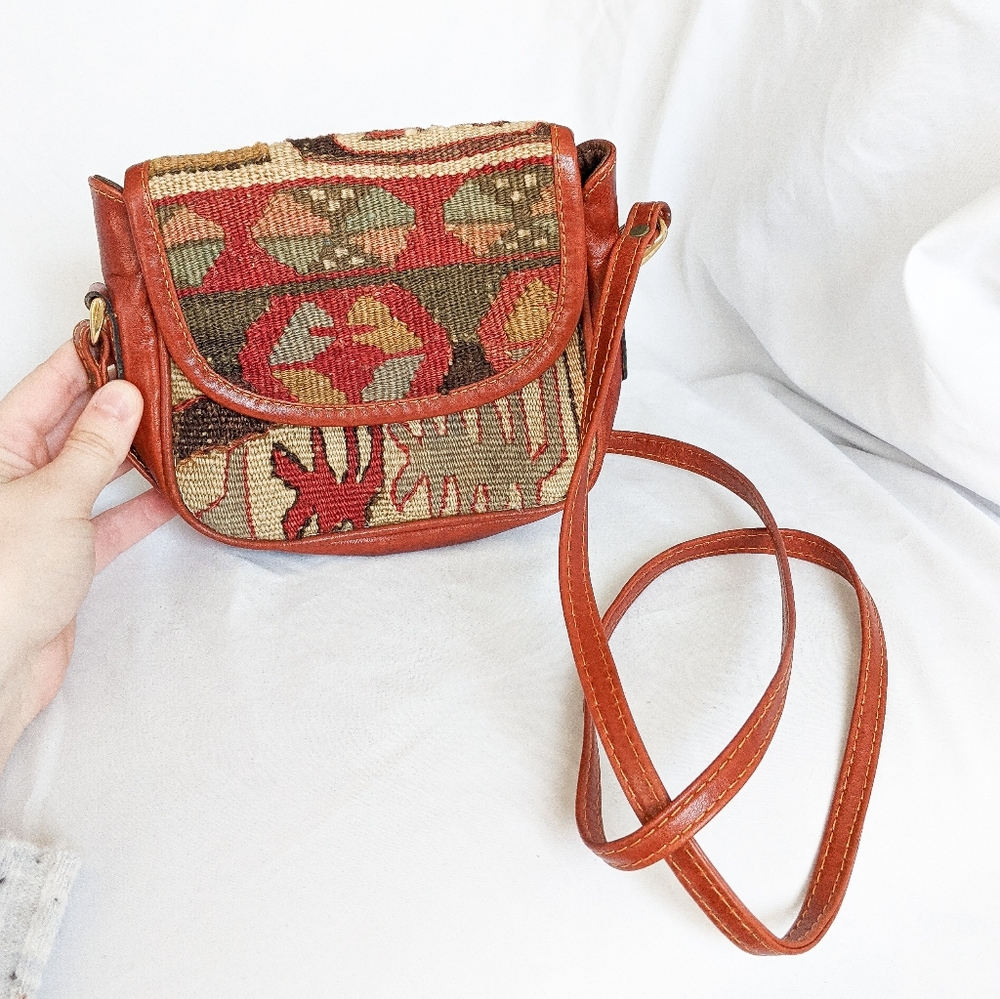 Vintage Asia Minor Carpets Wool Kilim Crossbody